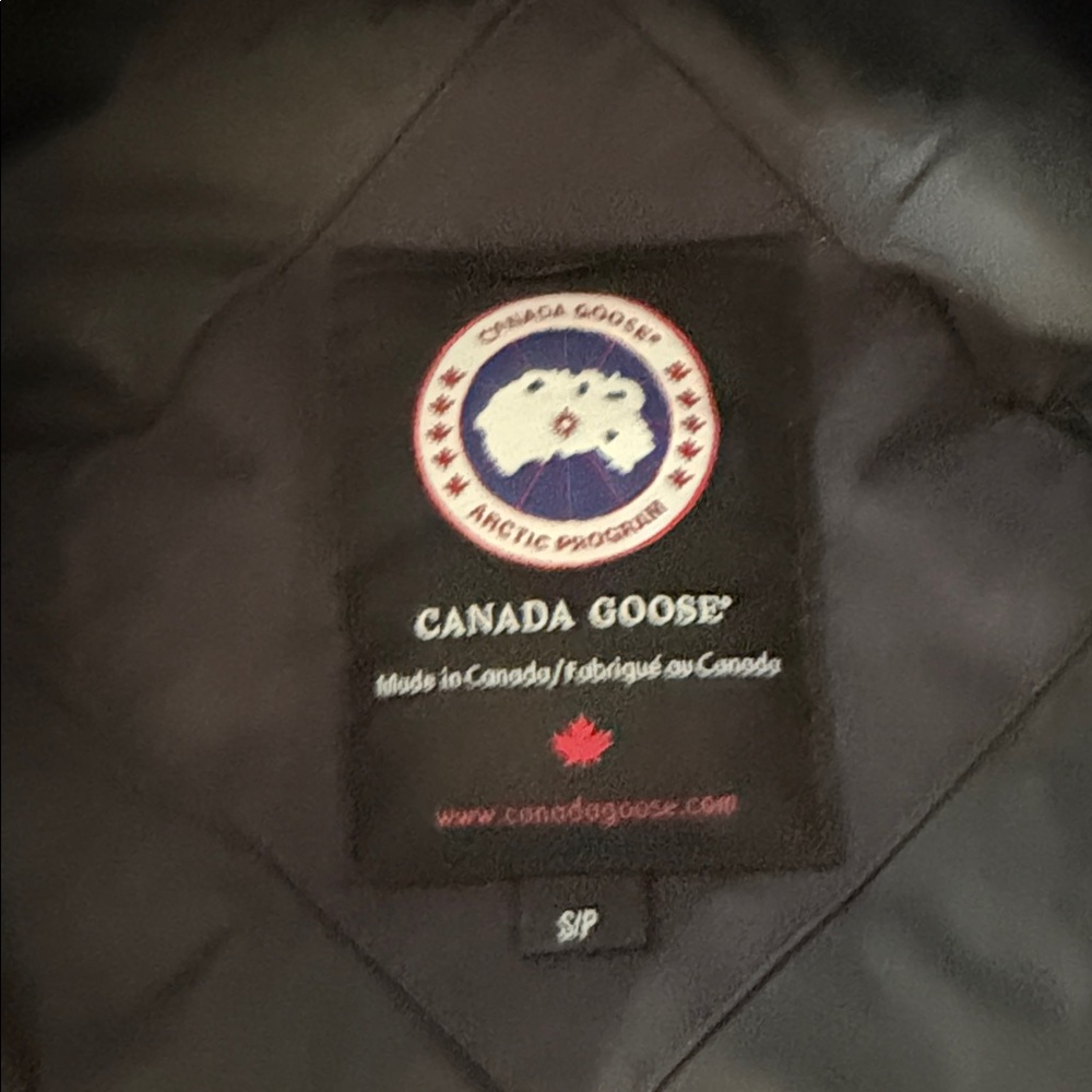 Canada Goose Black Puffer Coat with Fur Trim- small blue - Picture 5 of 5